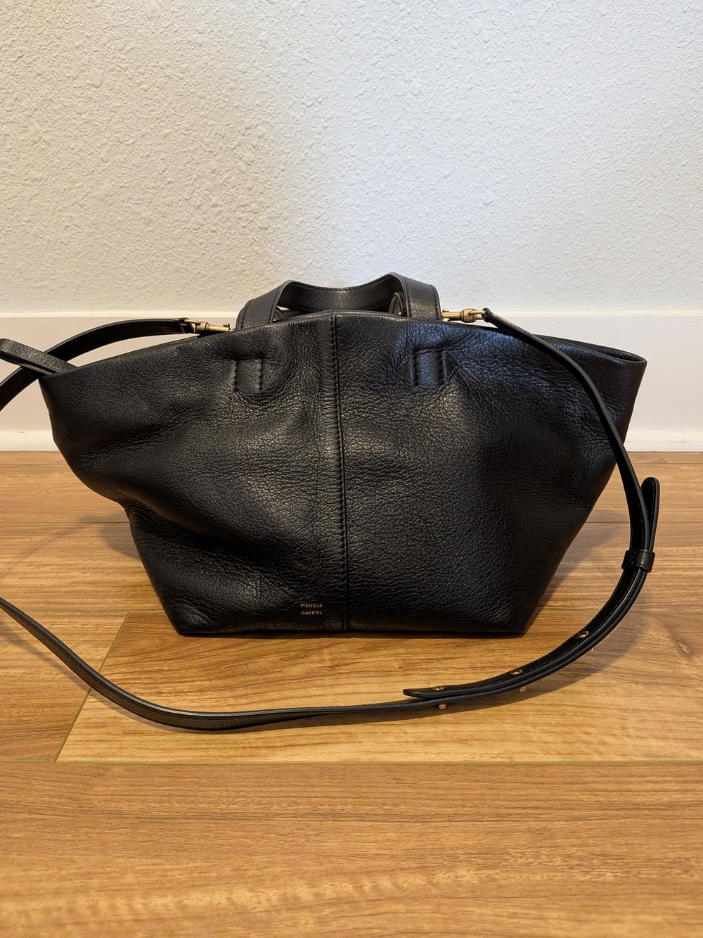 Mansur Gavriel Tulipano Black Leather Bag